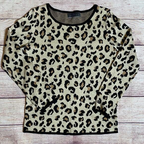 VELVET by Graham & Spencer Leopard Print Sweater Size Small Long Sleeve Pullover - Picture 11 of 12